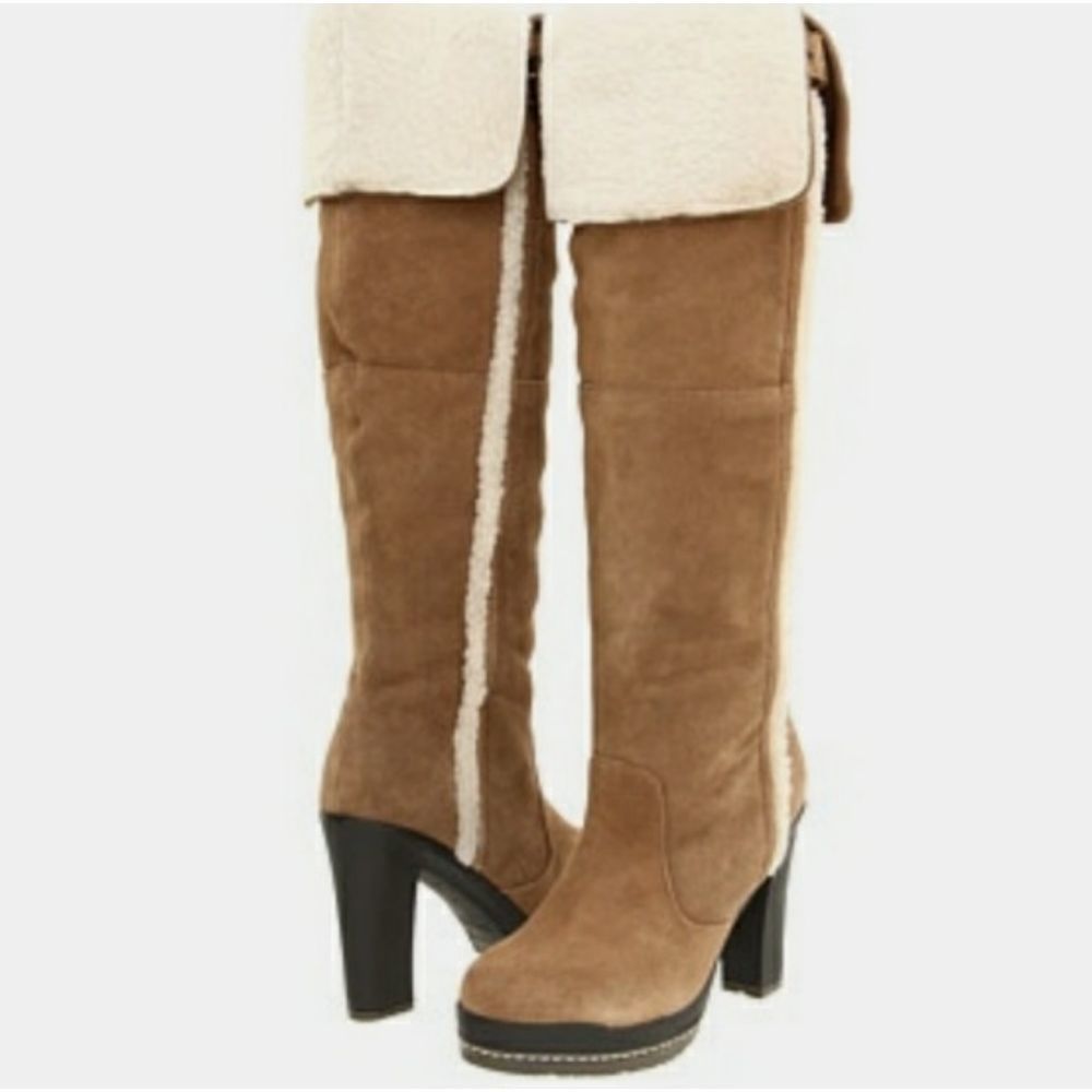 Brown Lined Kelsi Dagger 'Rozelle' Knee High Boots - 9.5